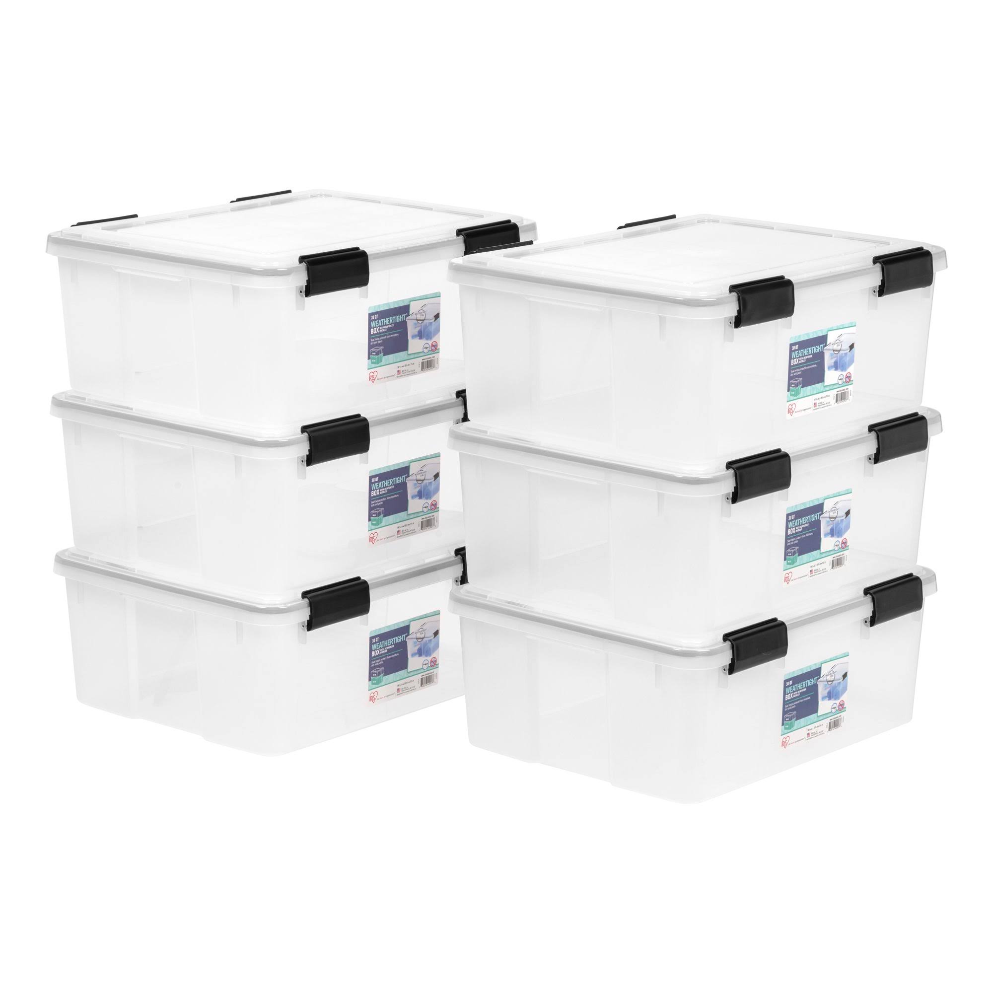 USA, 30 Quart WeatherPro Storage Box with Latches, Set of 6