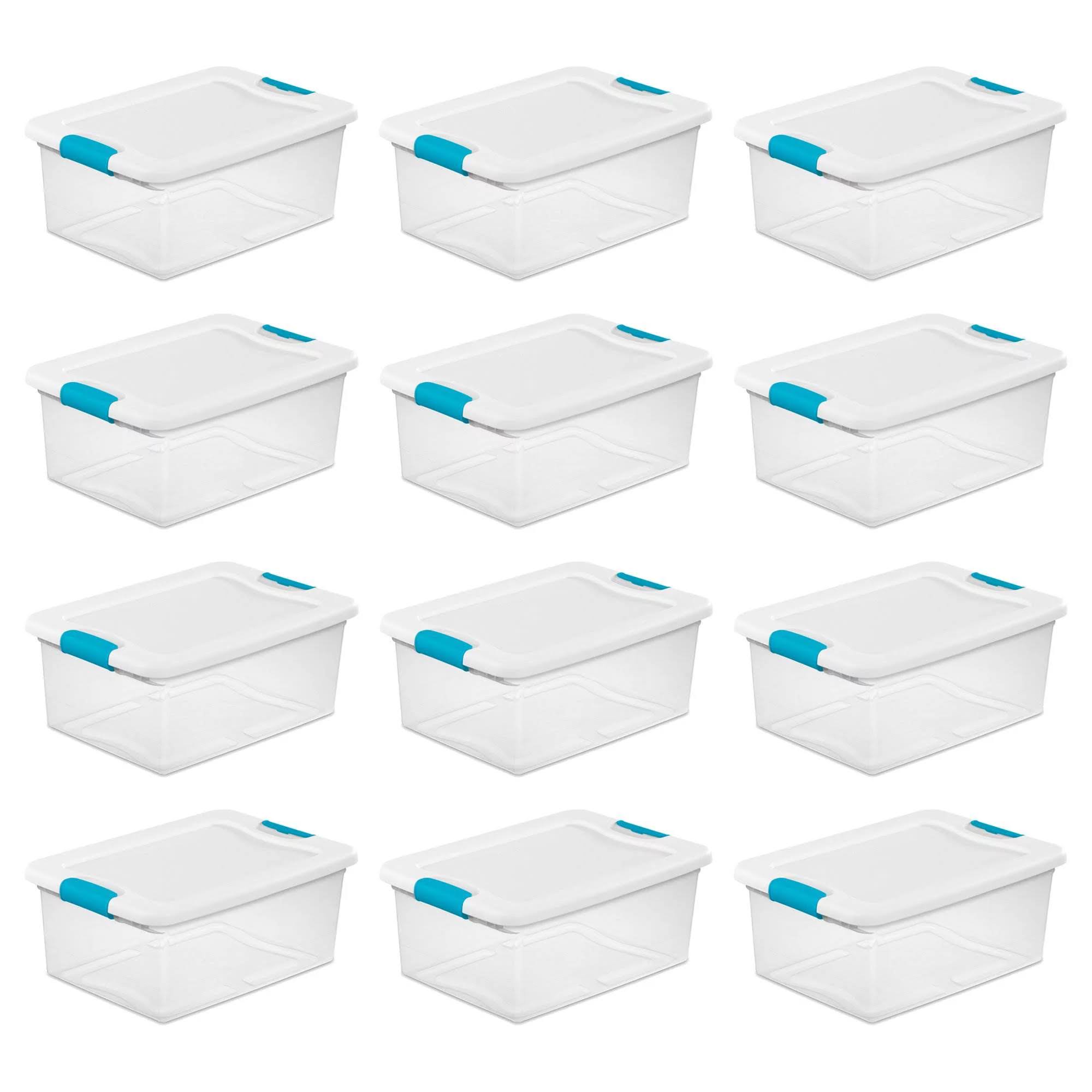 3.75 Gallon Stackable Plastic Storage Tote With Lid, Clear, 12 Count