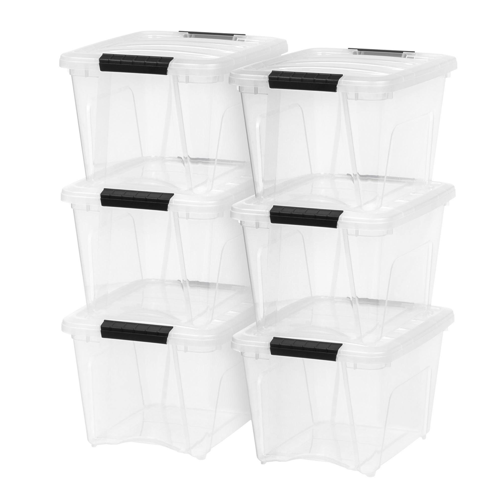 USA 19 Qt Clear Plastic Storage Box with Latches, 6 Pack