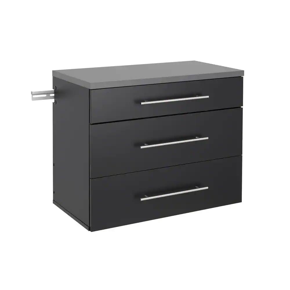 30 in. W x 24 in. H x 16 in. D 3-Drawer Base Storage Cabinet in Black (1-Piece )