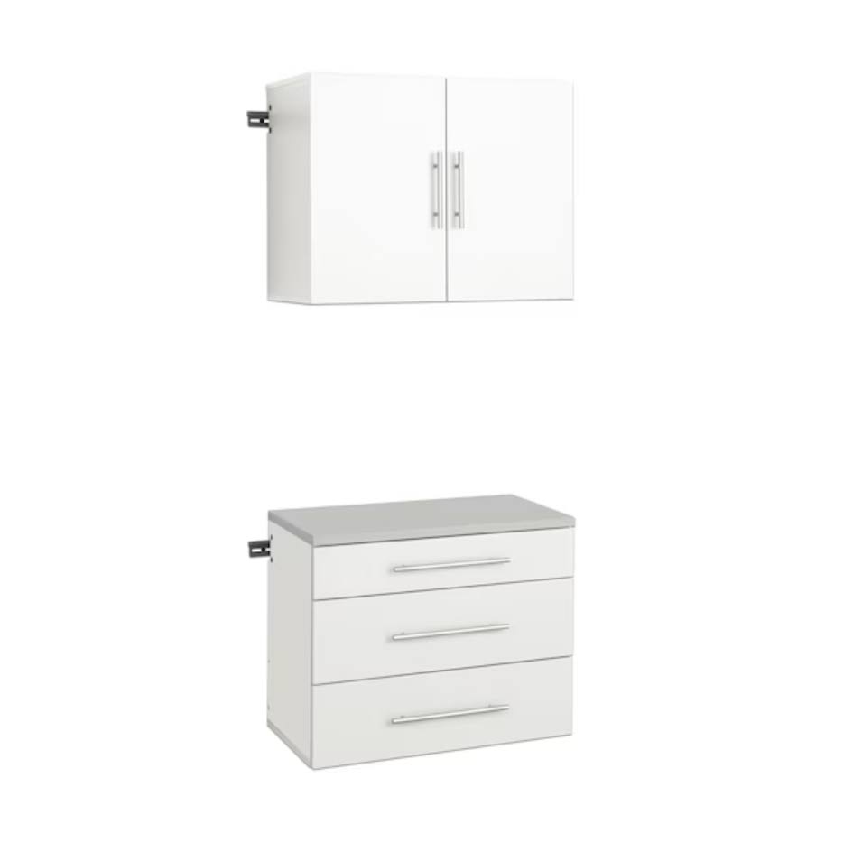 2-Piece Composite Wall Mounted Garage Storage System in White (30 in. W x 72 in. H x 16 in. D)