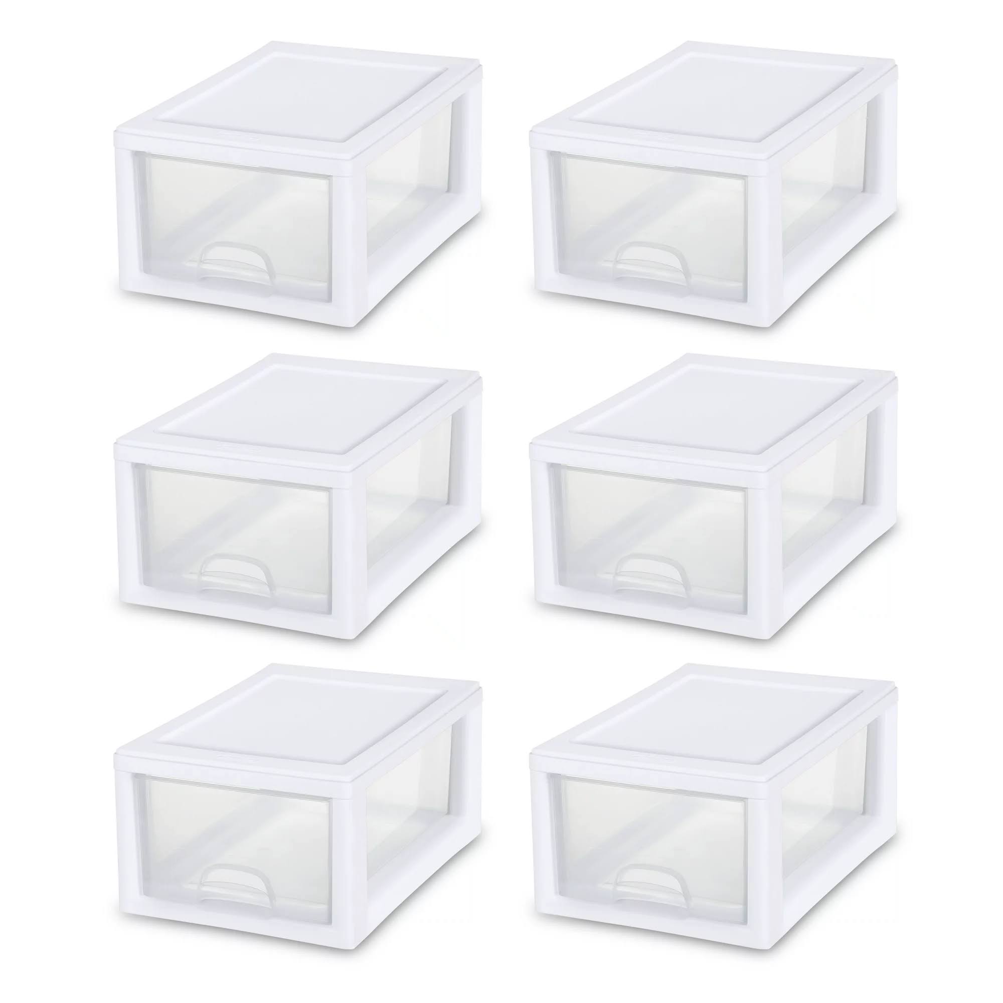1.5 Gallon Plastic Drawer Chests, White, 6 Count