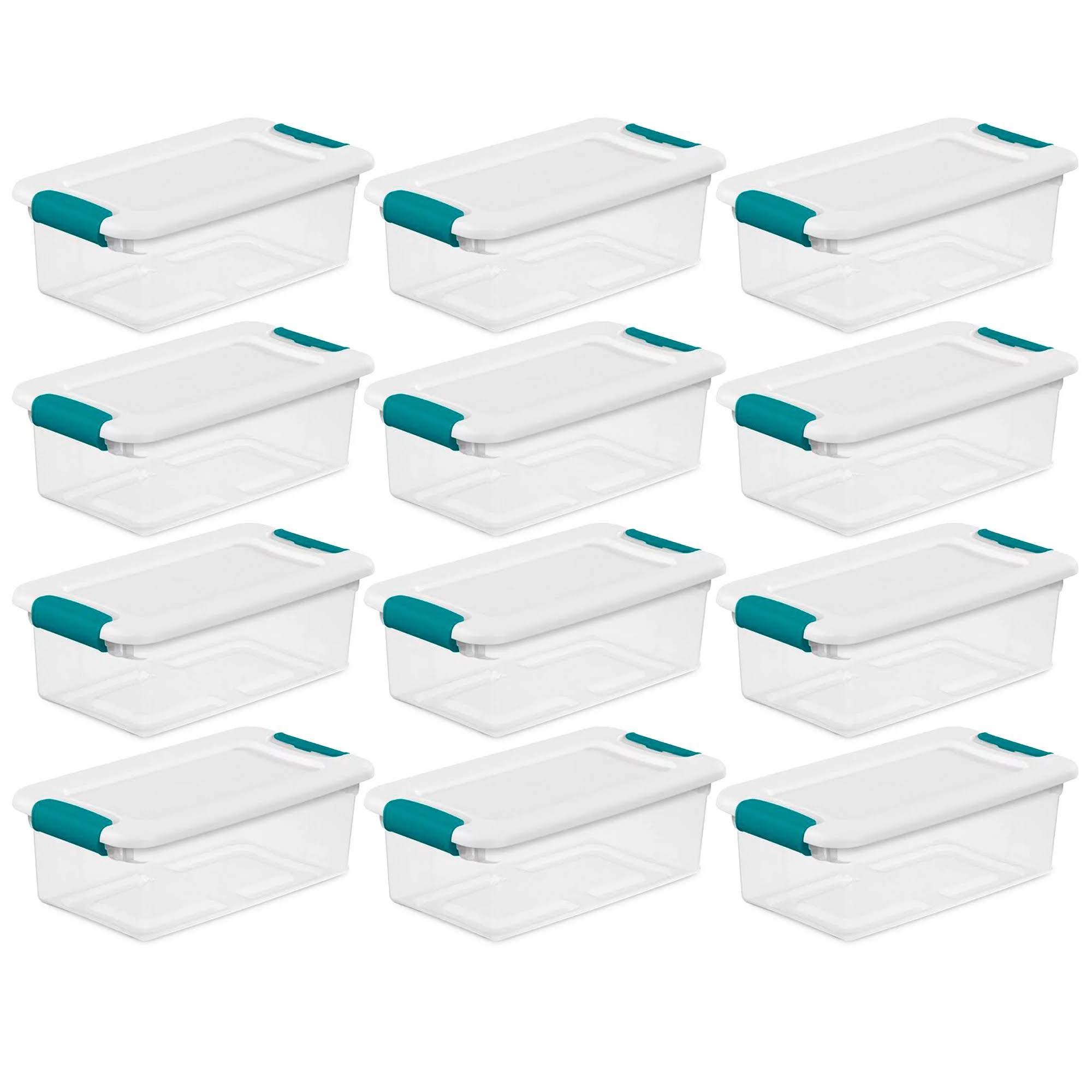 Plastic 6-Quart Storage Box Container with Latching Lid, 12 Pack