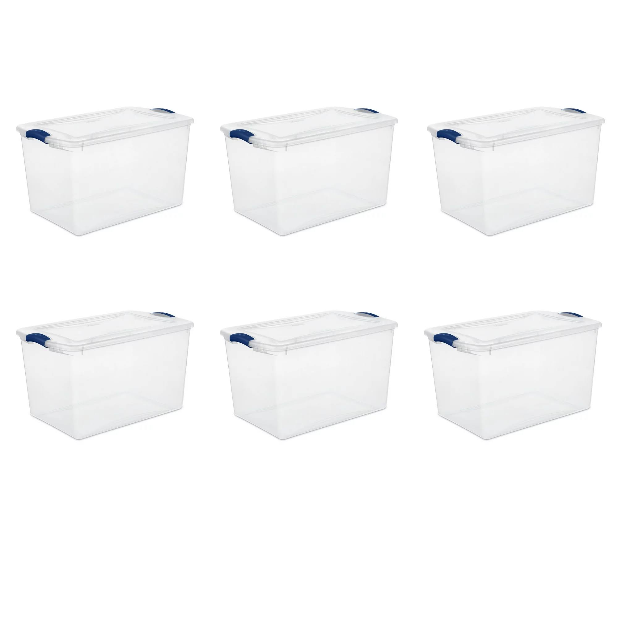 66 Qt. Latch Box Plastic, Stadium Blue, Set of 6