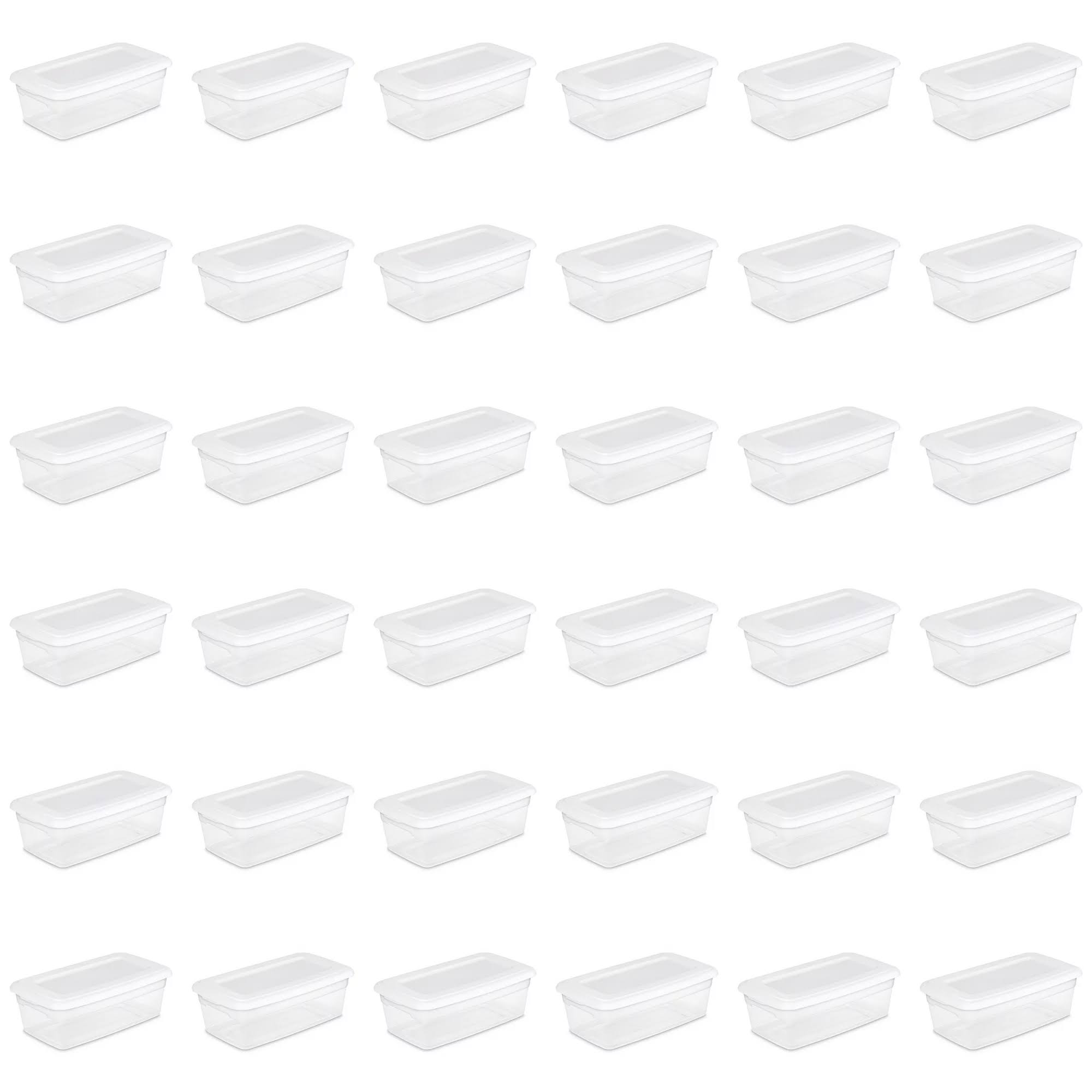 6 Qt. Storage Box Plastic, White, Set of 36
