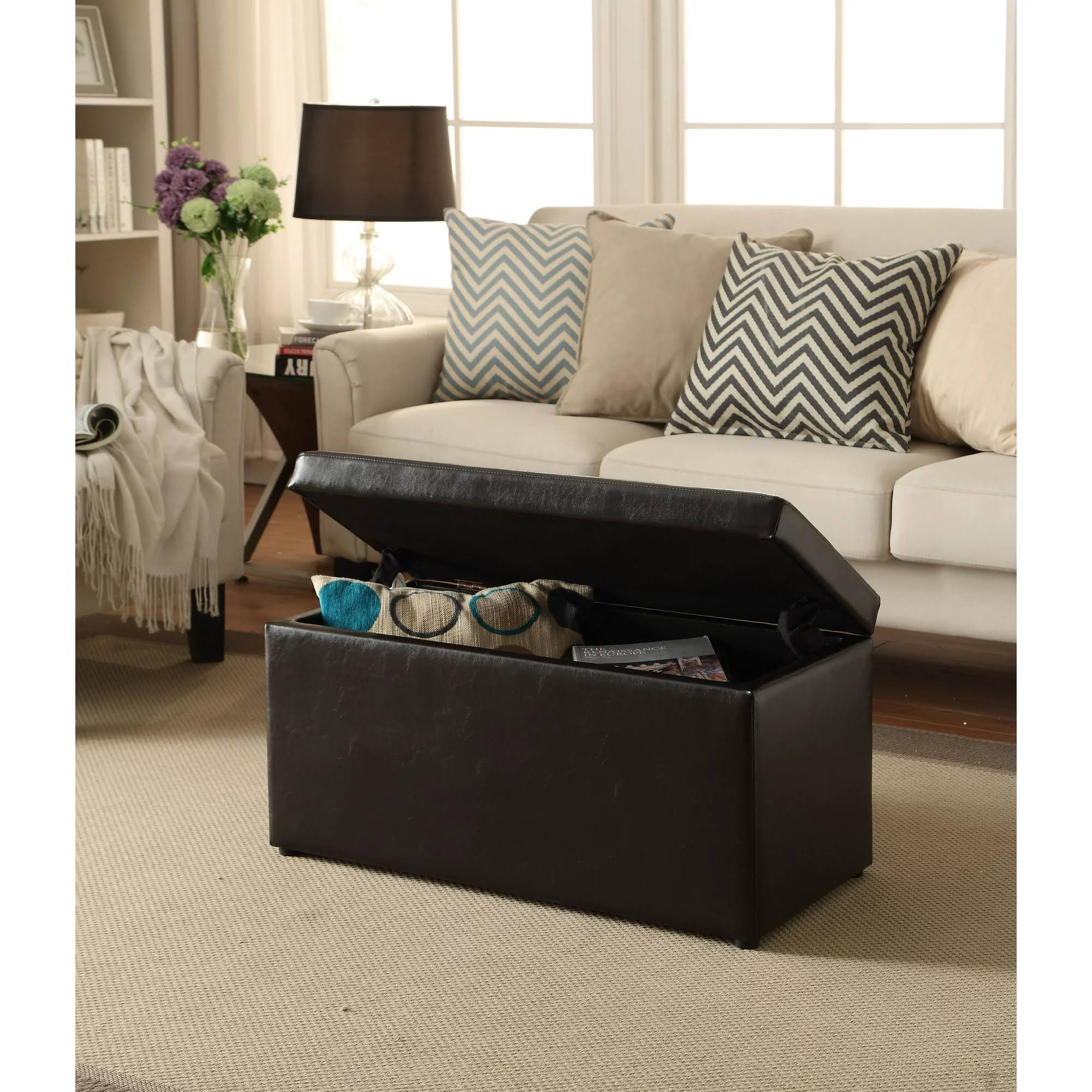Gardens 30-inch Hinged Storage Ottoman, Brown