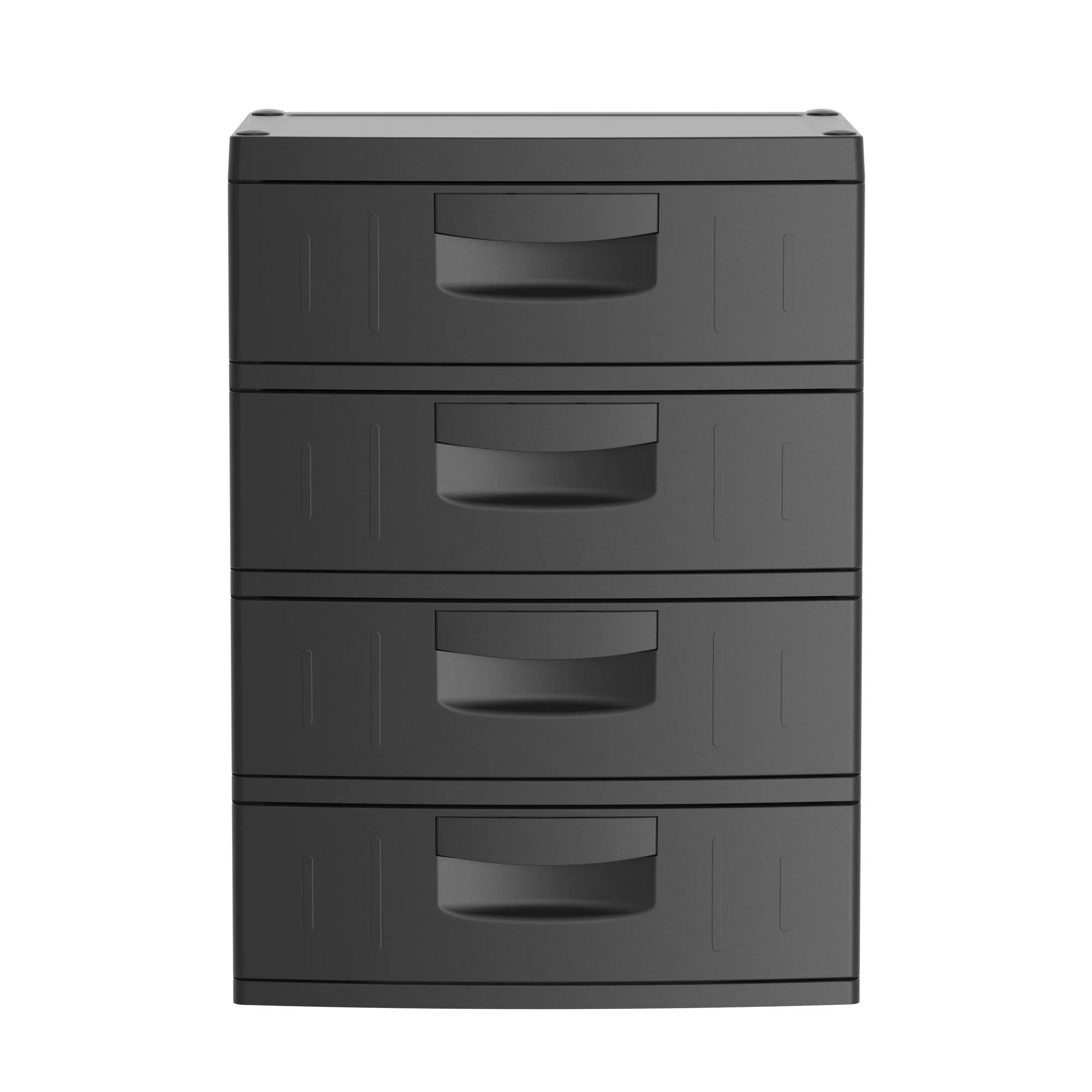 4 Drawer Plastic Garage Storage Cabinet 18.7 D x 25.39 W x 35.31 H, Black