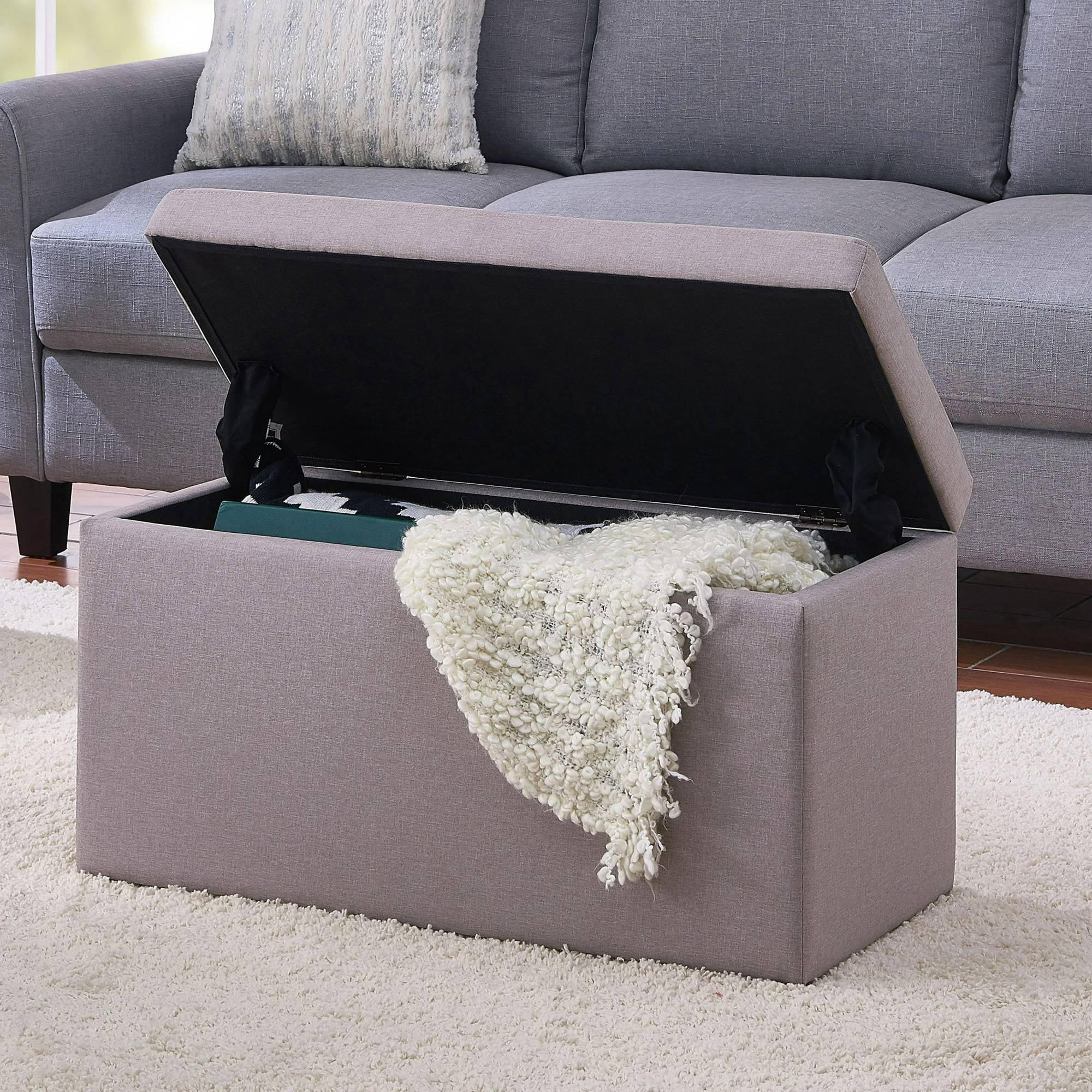 Gardens Rectangular Lift Top Storage Ottoman, Sand