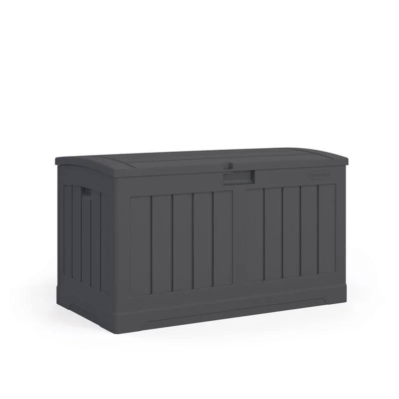 DB5025P 50-Gallon Outdoor Resin Patio Deck Storage Box with Seat, Peppercorn