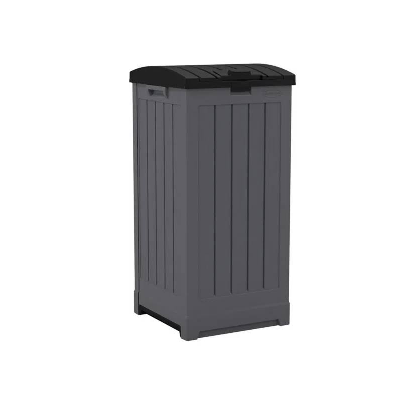 GH3900 39-Gallon Resin Outdoor Hideaway Trash Can with Lid for Backyard, Deck, or Patio, Gray