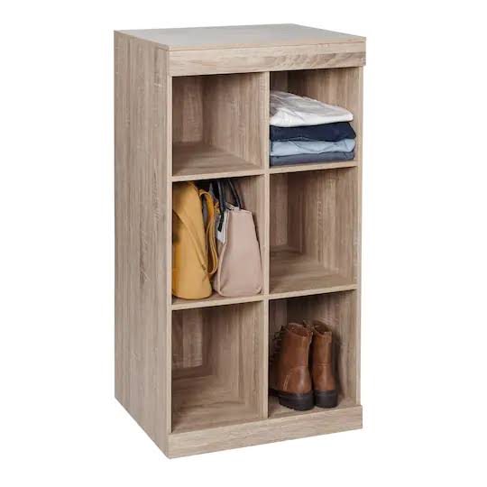 Brown Stackable 6 Cube Shelf Organizer with Anti-Tip Hardware