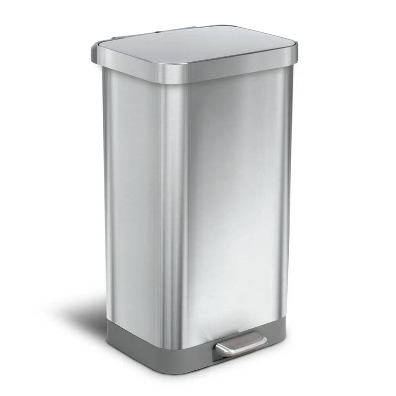 Glad GLD-74526 20 Gal. All Stainless Steel Step-On Large Metal Kitchen Trash Can with Clorox Odor Protection and Soft-Closing Lid