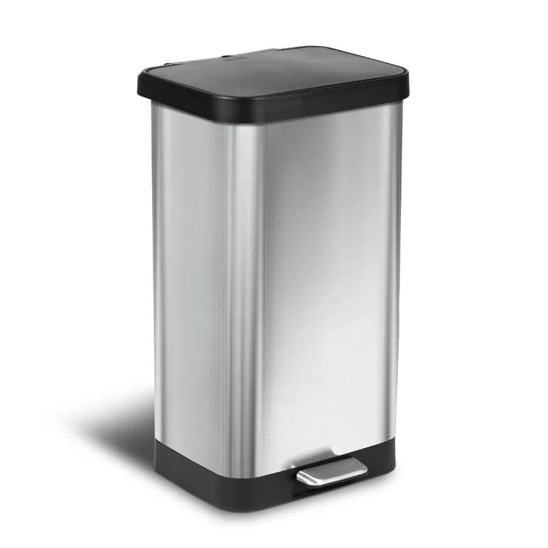 Glad GLD-74507 Stainless Steel Step Trash Can with Clorox Odor Protection | Large Metal Kitchen Garbage Bin with Soft Close Lid, Foot Pedal and Waste Bag Roll Holder, 20 Gallon, Stainless