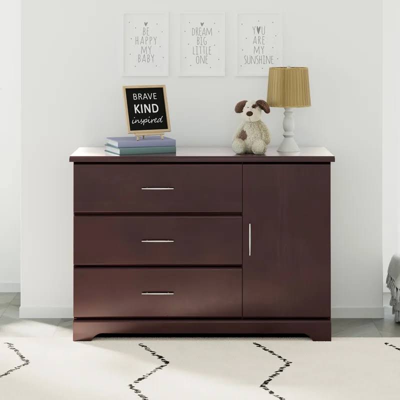 03663-119 Brookside 3-Drawer Espresso Combo Dresser 33.43 in. H x 47.24 in. W x 16.73 in. D