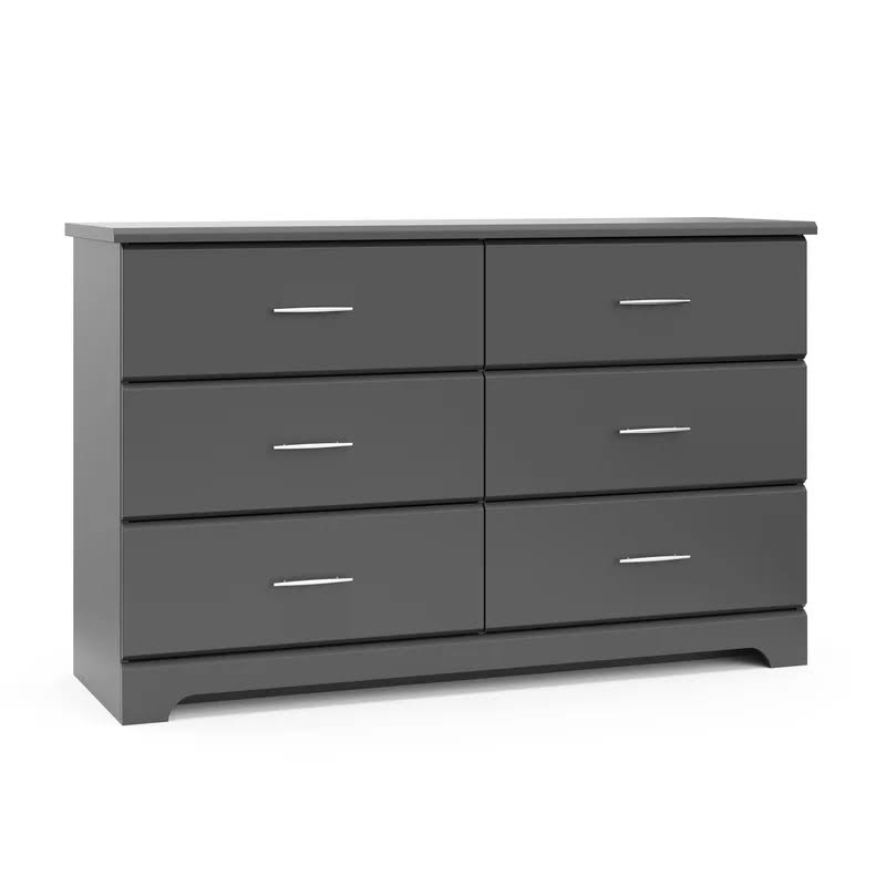 03666-10G Brookside 6-Drawer Gray Dresser 33.43 in. H x 53.35 in. W x 16.73 in. D