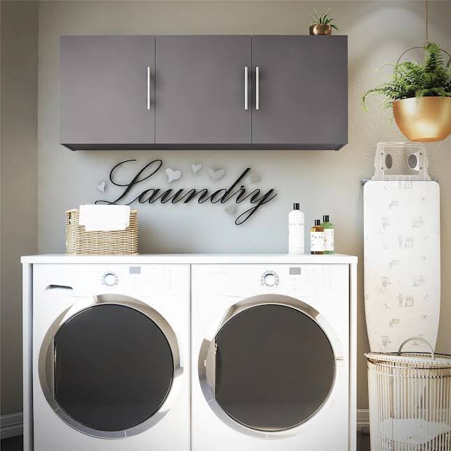 Home 3720408COM Camberly 54-in W x 20.31-in H Wood Composite Graphite Grey/Graphite Grey Wall-mount Utility Storage Cabinet