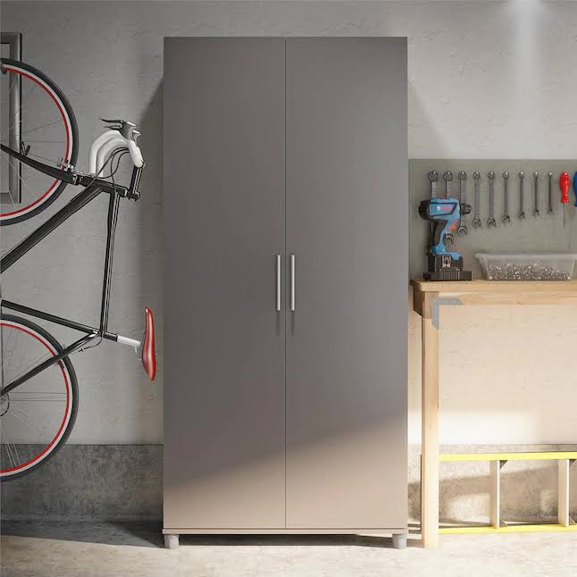 Home 3402408COM Camberly 35.68-in W x 74.31-in H Wood Composite Graphite Grey/Graphite Grey Freestanding Utility Storage Cabinet