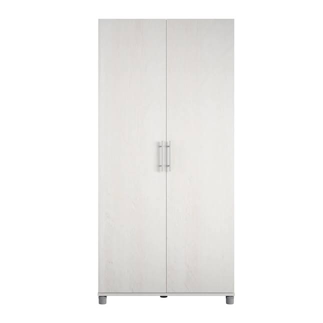 Home 3402341COM Camberly 35.68-in W x 74.31-in H Wood Composite Ivory Oak/Magnolia Oak Freestanding Utility Storage Cabinet