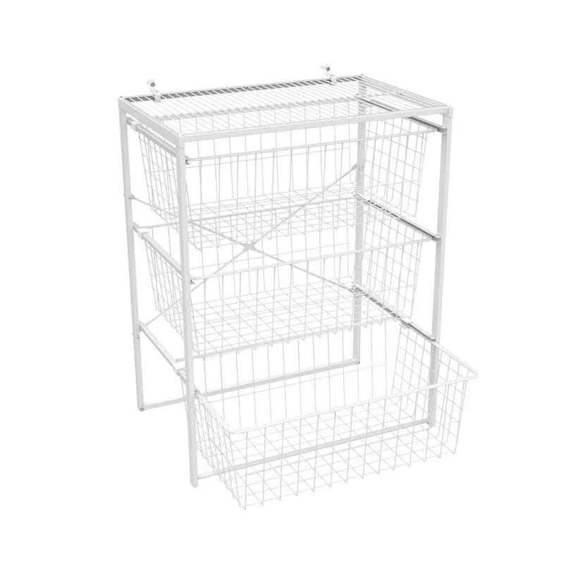 4326 27.24 in. H x 21.65 in. W White Steel 3-Drawer Close Mesh Wire Basket