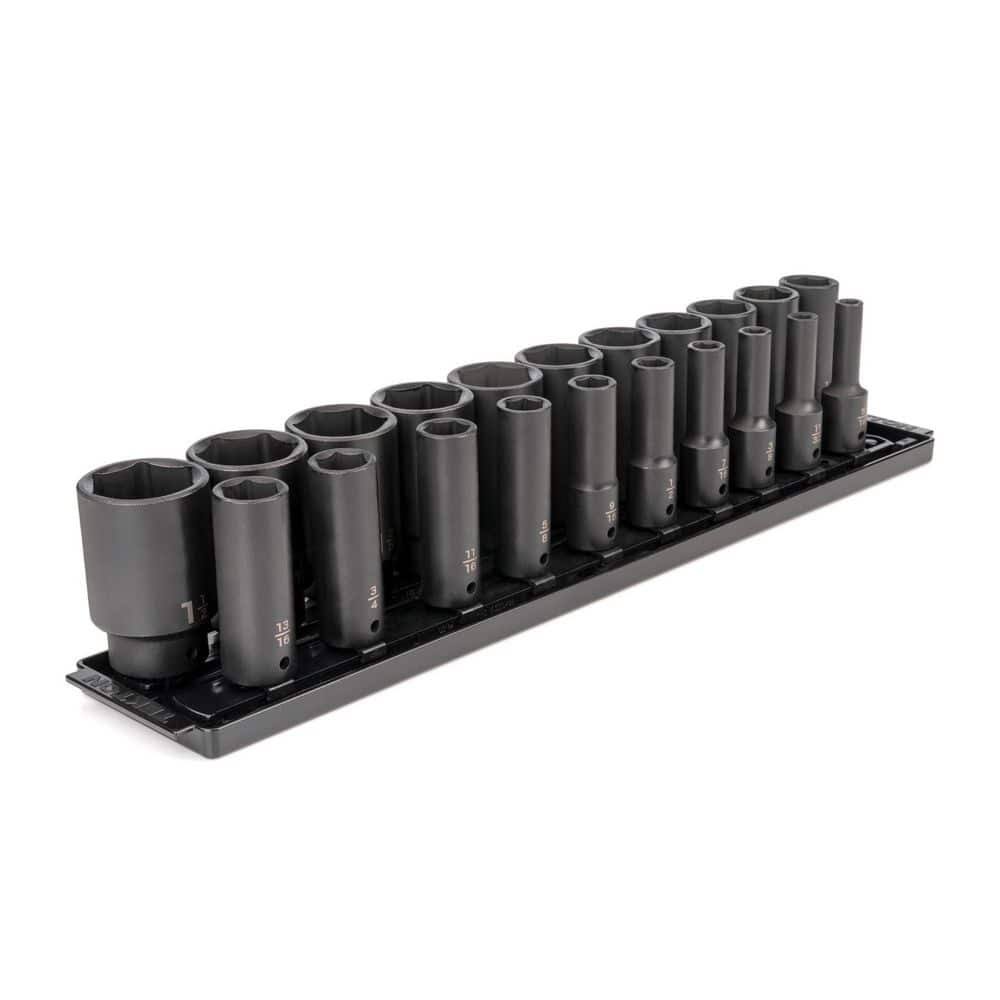 SID92103 1/2 in. Drive Deep 6-Point Impact Socket Set, (21-Piece) (5/16   1-1/2 in.) with Rails