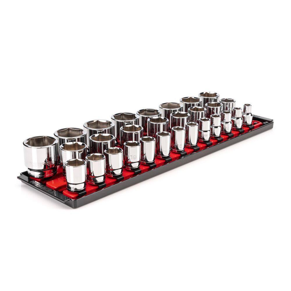 SHD92124 1/2 in. Drive 6-Point Socket Set, (29-Piece) (10-38 mm) with Rails