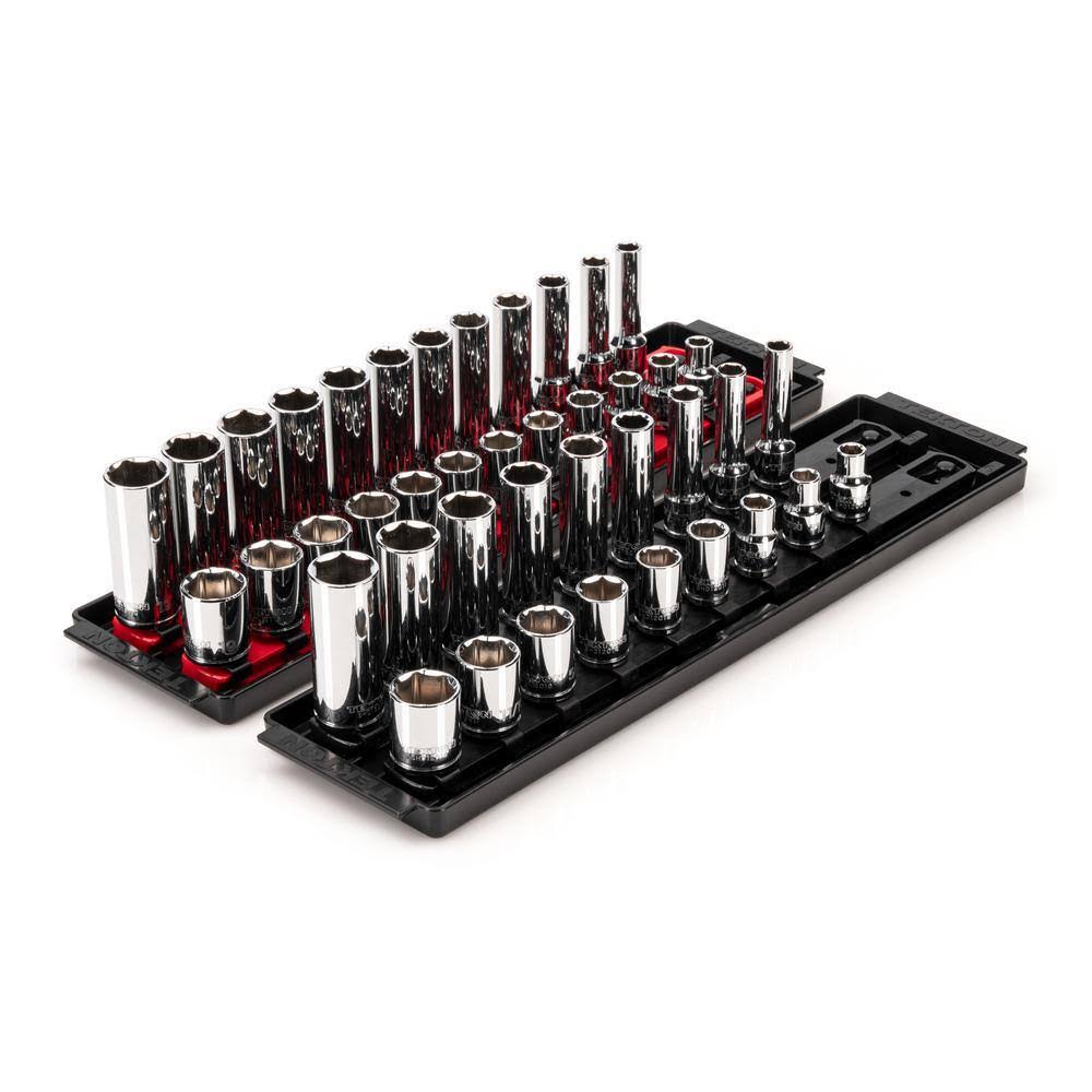 SHD91218 3/8 in. Drive 6-Point Socket Set with Rails (5/16-3/4 in., 8 mm-19 mm) (42-Piece)