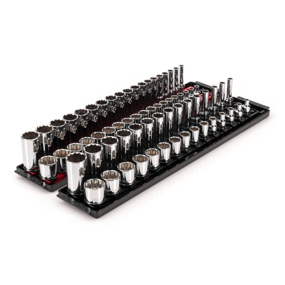 SHD91221 3/8 in. Drive 12-Point Socket Set with Rails (1/4 in.-1 in., 6 mm-24 mm) (68-Piece)