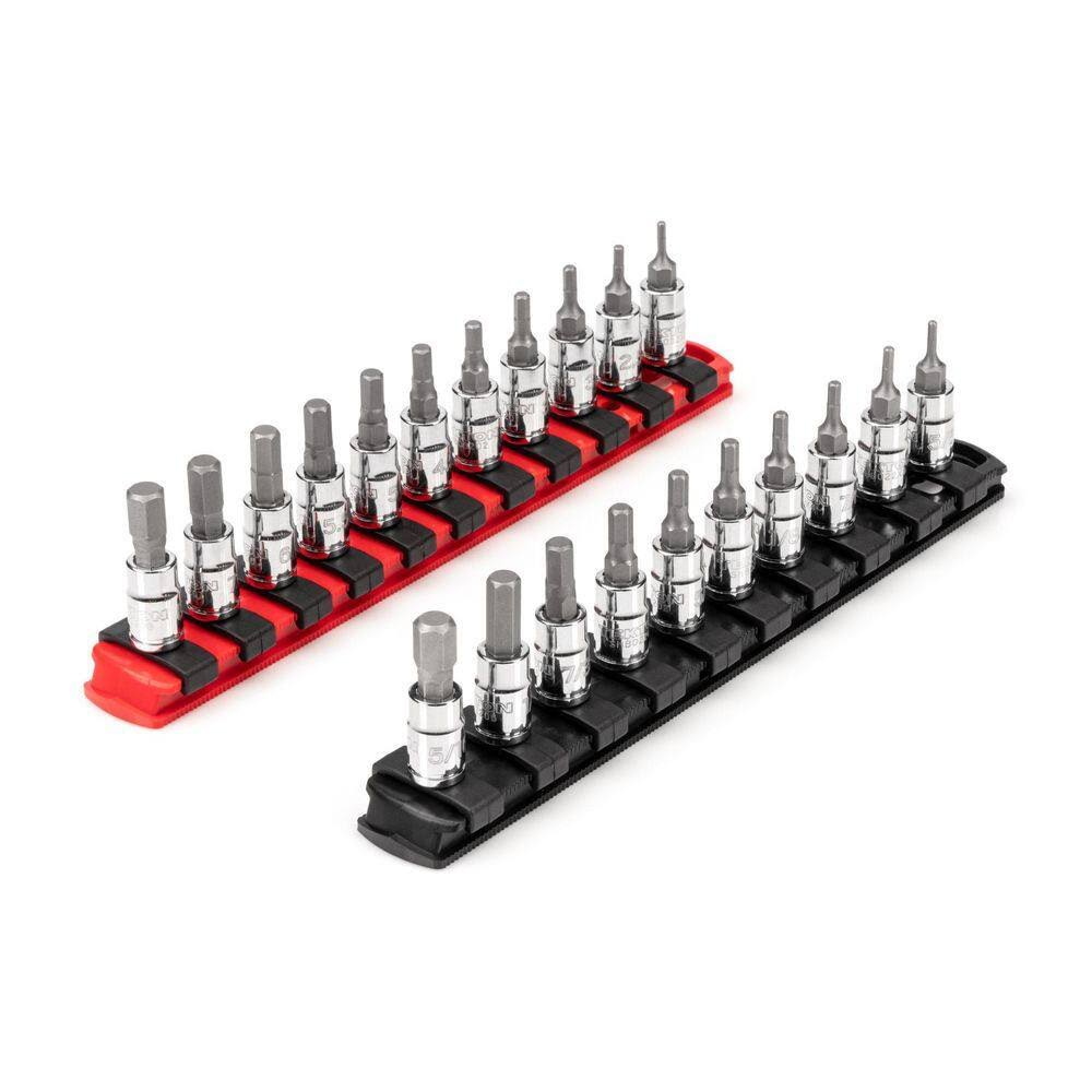 SHB90202 1/4 in. Dr Hex Bit Socket Set, 21-Piece (5/64-5/16 in., 2-8 mm) with Rails