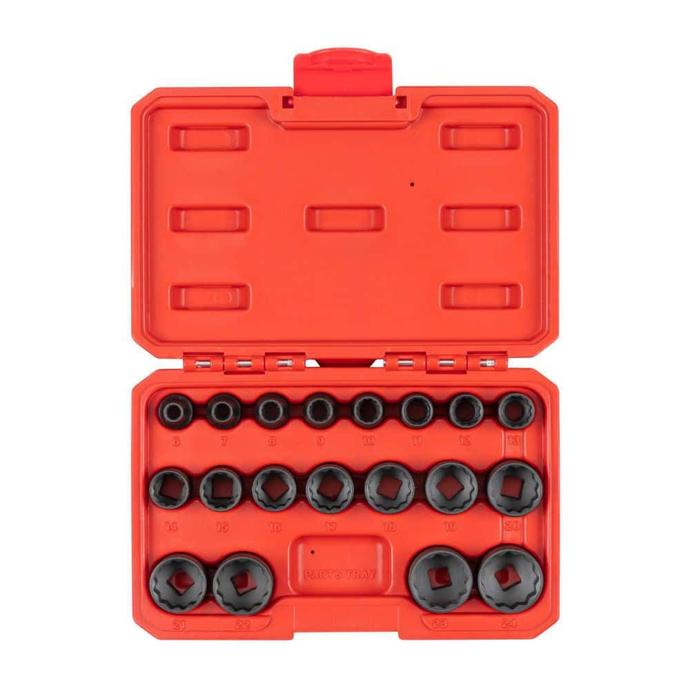 SID91306 3/8 in. Drive 12-Point Impact Socket Set, (19-Piece) (6   24 mm)
