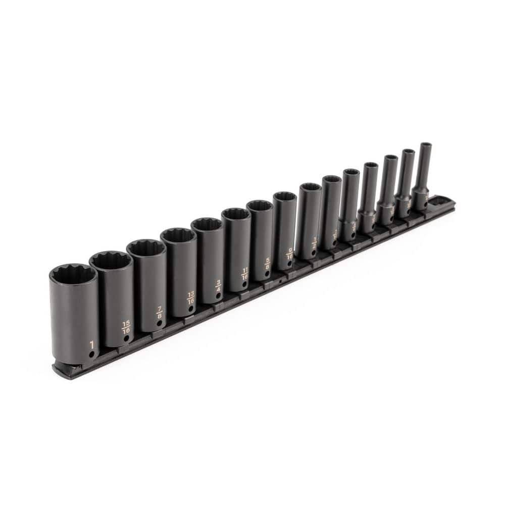 SID91113 3/8 in. Drive Deep 12-Point Impact Socket Set (15-Piece) (1/4-1 in.)   Rails