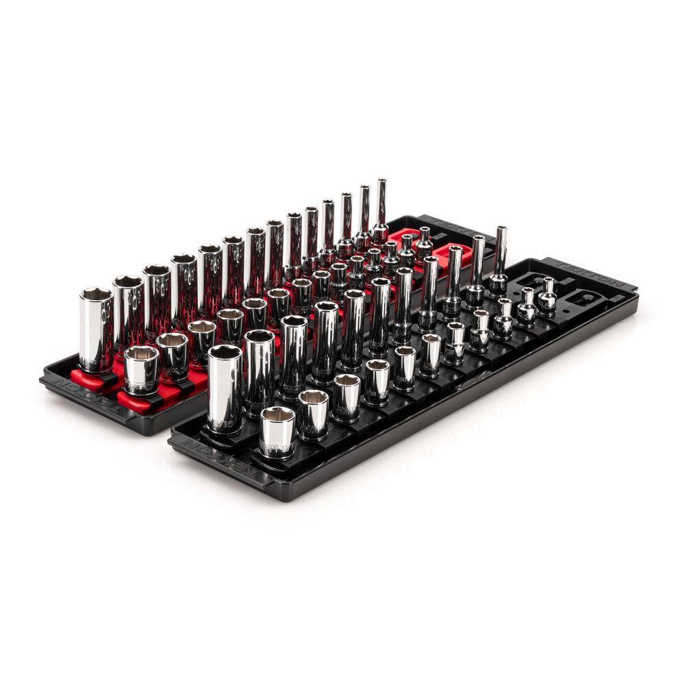 SHD90215 1/4 in. Drive 6-Point Socket Set with Rails (5/32 in.-9/16 in., 4 mm-15 mm) (50-Piece)