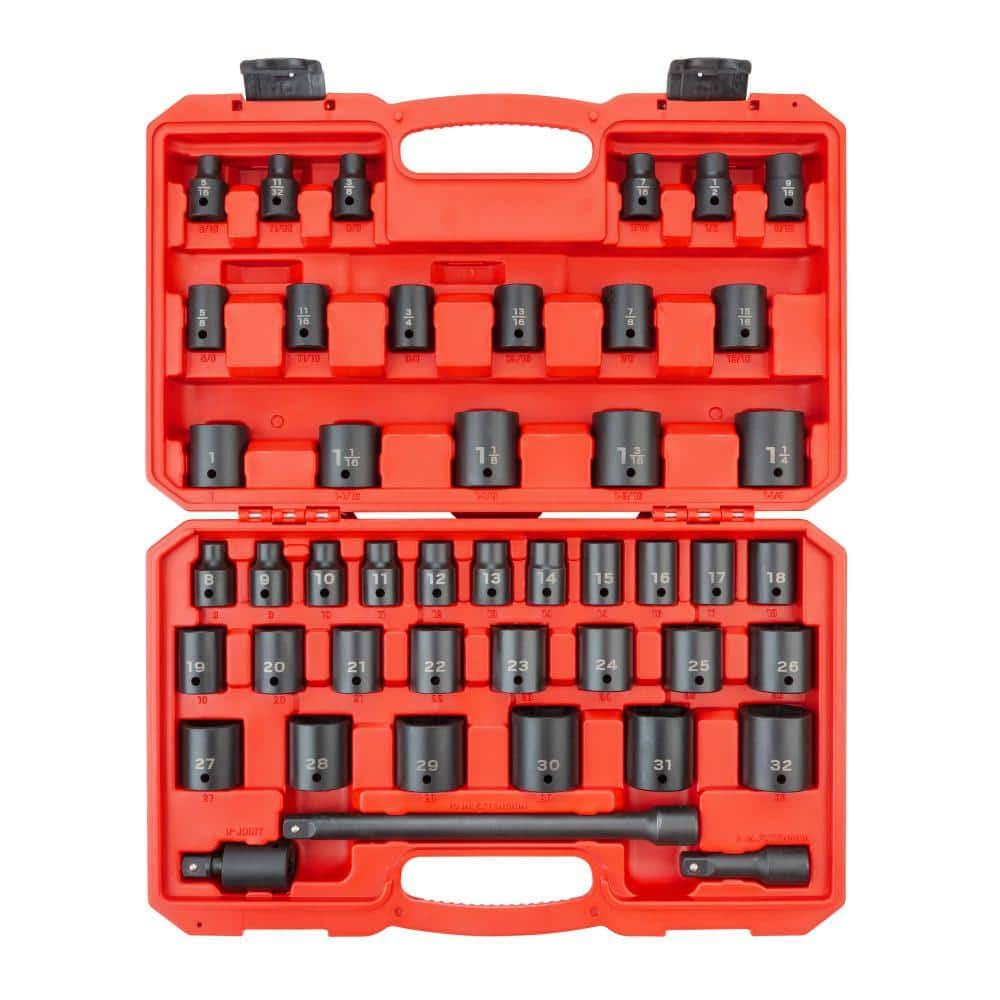 SID92403 1/2 in. Drive 6-Point Impact Socket Set, 45-Piece (5/16 in.   1-1/4 in., 8 mm   32 mm)