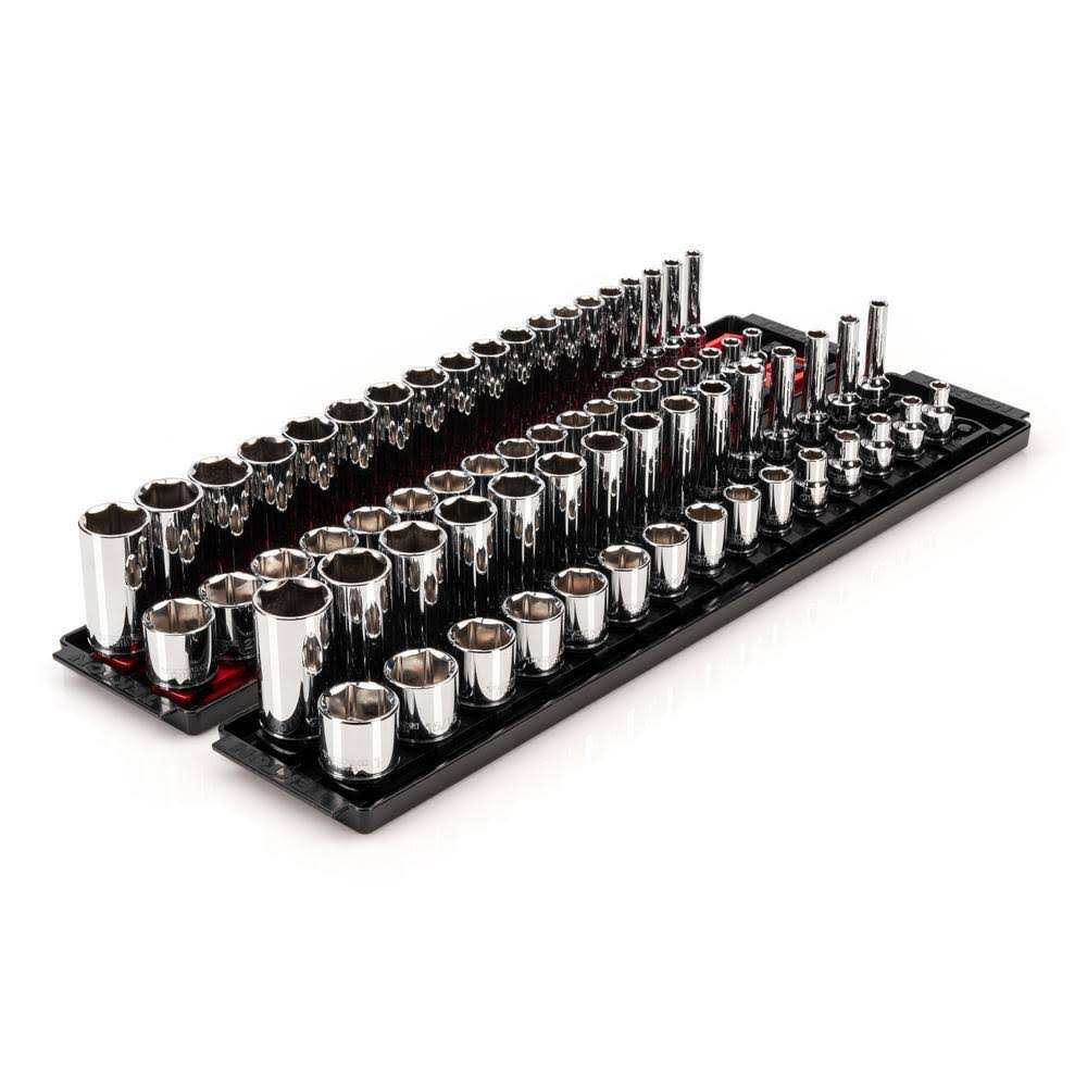 SHD91220 3/8 in. Drive 6-Point Socket Set with Rails (1/4 in.-1 in., 6 mm-24 mm) (68-Piece)