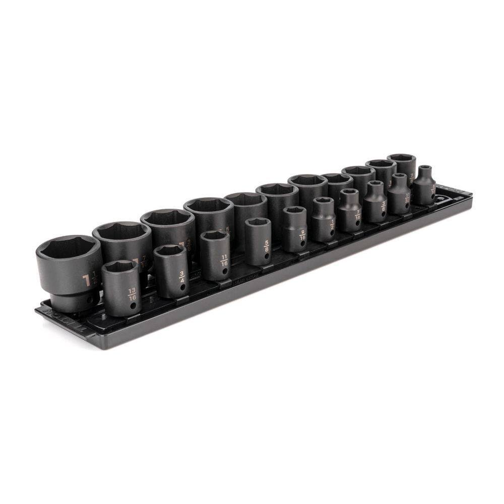 SID92102 1/2 in. Drive 6-Point Impact Socket Set (21-Piece) (5/16   1-1/2 in.) with Rails
