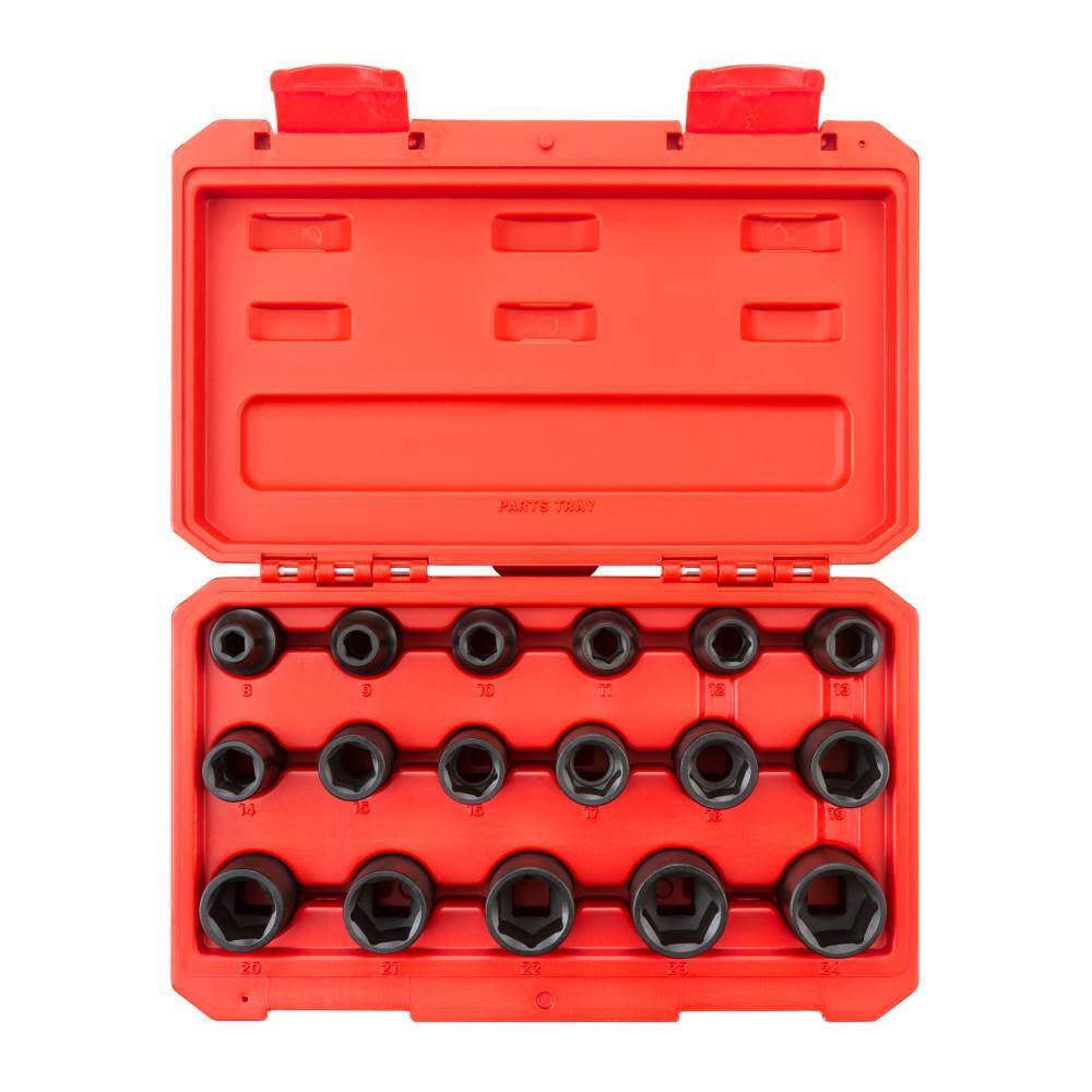 SID92321 1/2 in. Drive 6-Point Impact Socket Set, 17-Piece (8 mm   24 mm)