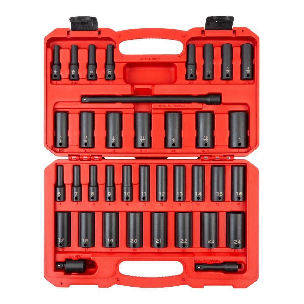 SID91403 3/8 in. Drive Deep 6-Point Impact Socket Set, 37-Piece (1/4 in.   1 in., 6 mm   24 mm)