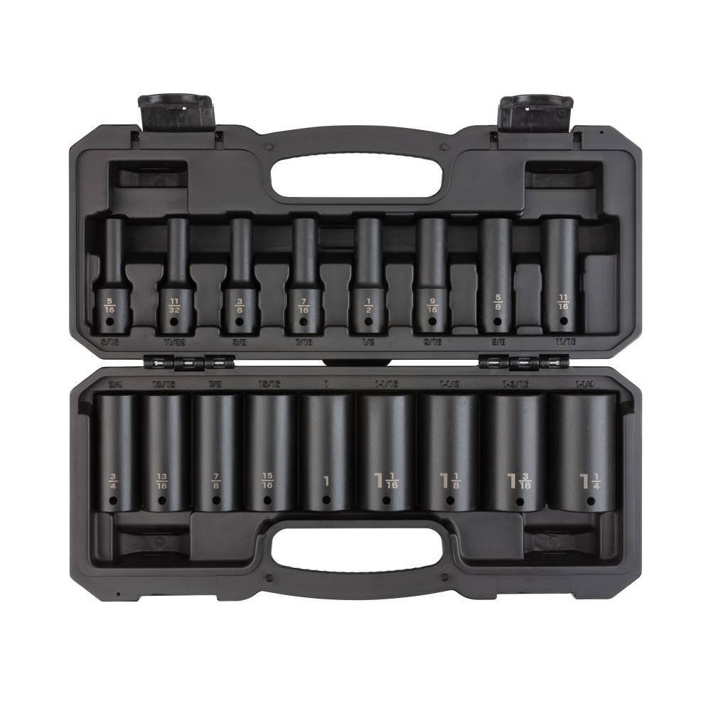 SID92305 1/2 in. Drive Deep 6-Point Impact Socket Set, 17-Piece (5/16 in. -1-1/4 in.)