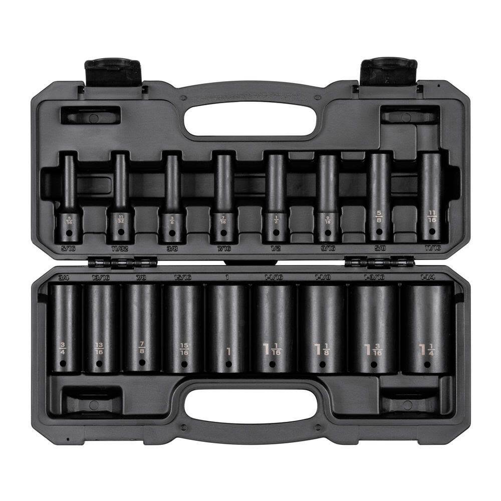 SID92337 1/2 in. Drive Deep 12-Point Impact Socket Set, (17-Piece) (5/16   1-1/4 in.)