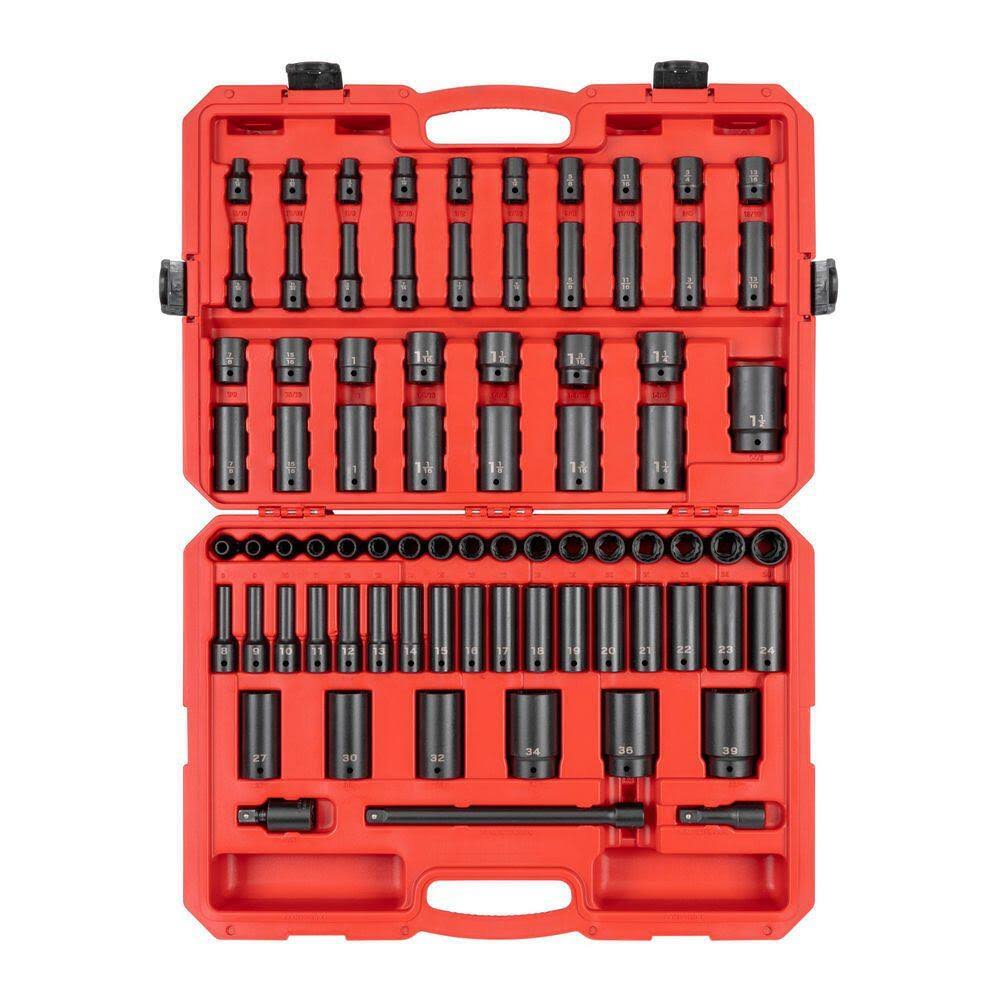 SID92408 1/2 in. Drive 12-Point Impact Socket Set (78-Piece) (5/16   1-1/2 in., 8-39 mm)