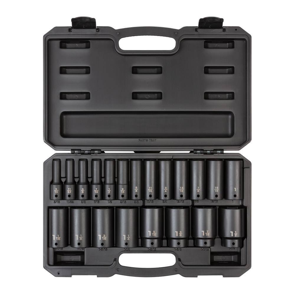 SID92306 1/2 in. Drive Deep 6-Point Impact Socket Set, 21-Piece (5/16 in. -1-1/2 in.)