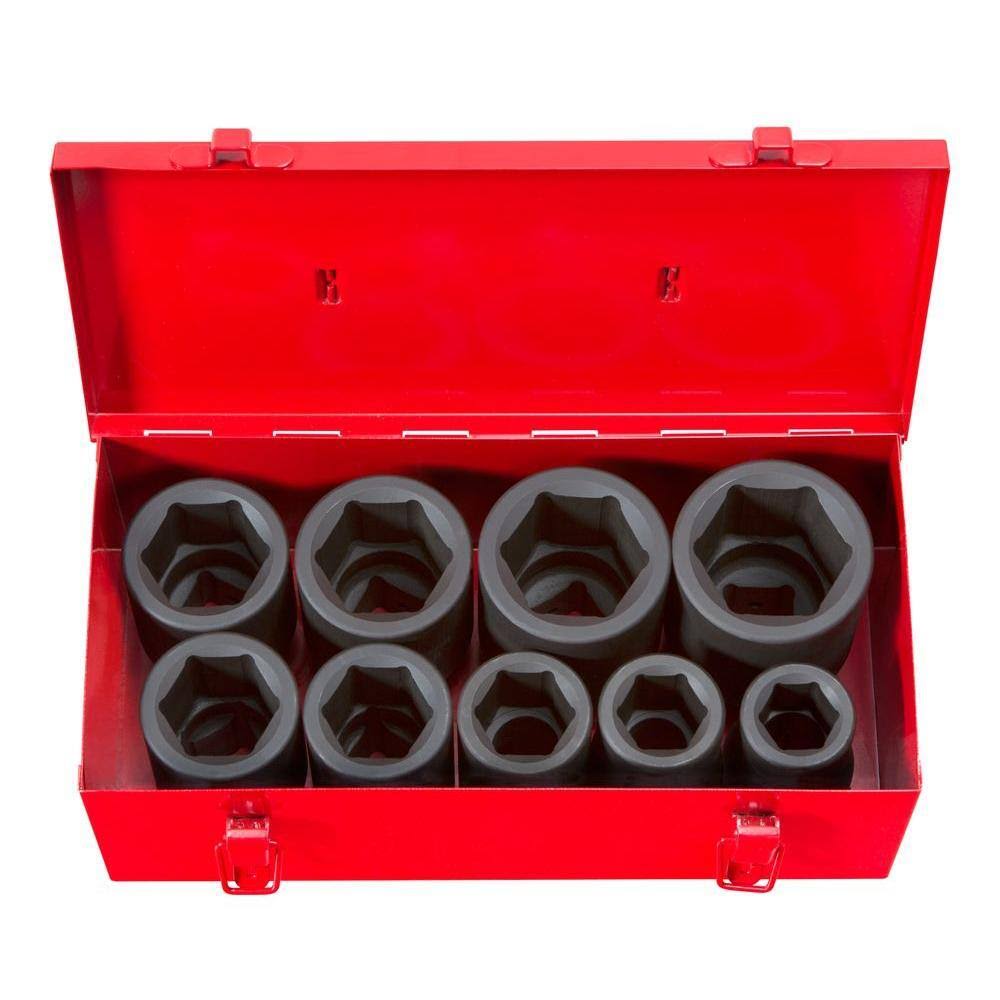 4892 1 in. Drive 1-2 in. 6-Point Deep Impact Socket Set (9-Piece)