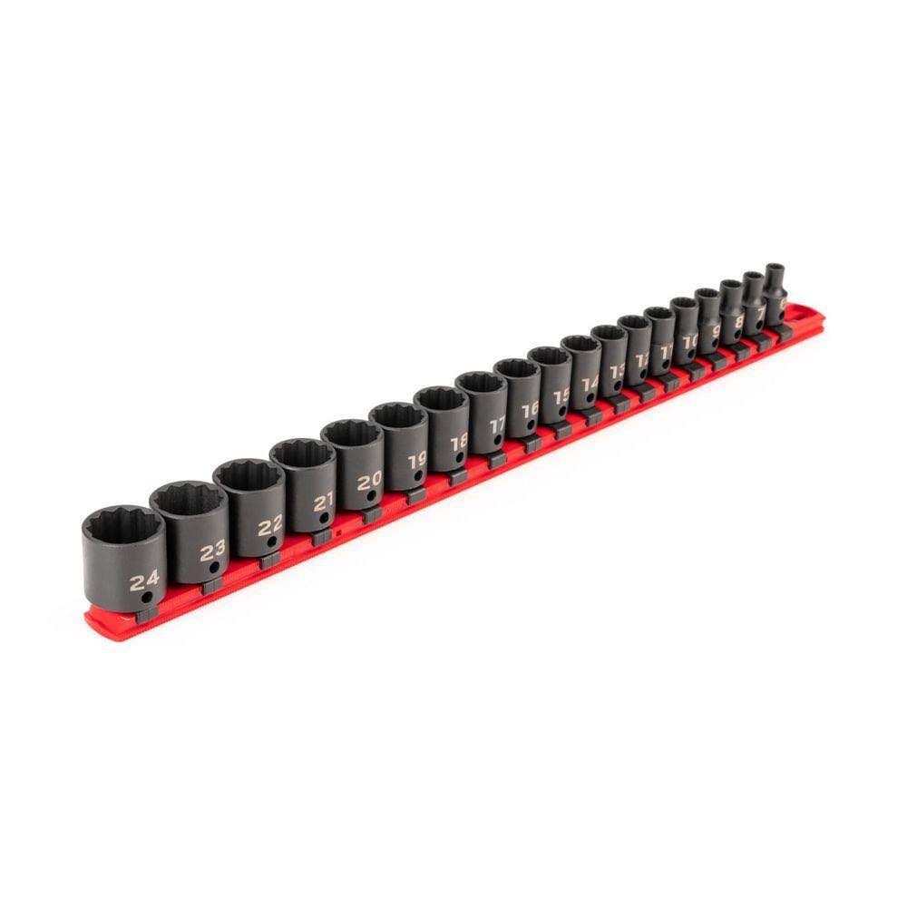 SID91114 3/8 in. Drive 12-Point Impact Socket Set (19-Piece) (6-24 mm)   Rails