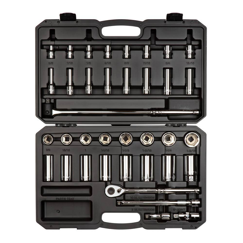 SKT25101 1/2 Inch Drive 6-Point Socket   Ratchet Set, 38-Piece (3/8   1-5/16 in.)