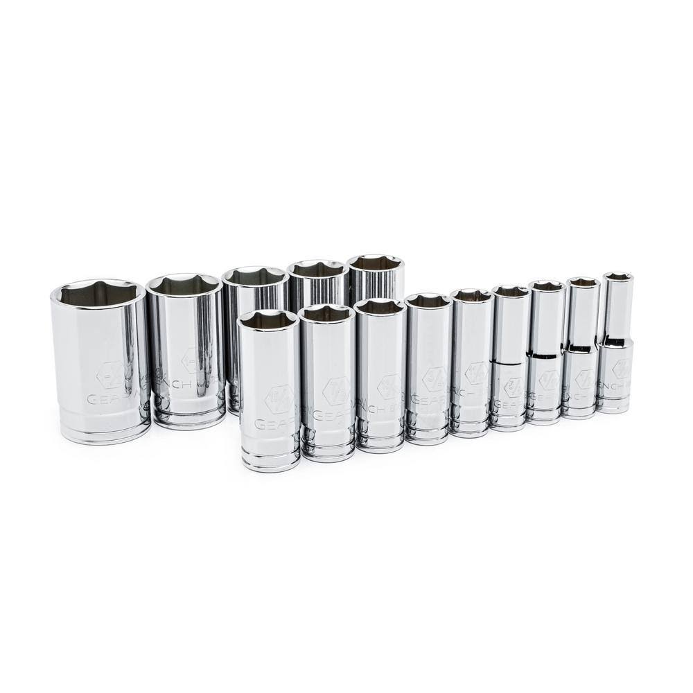 80733 1/2 in. Drive 6-Point Deep SAE Socket Set (14-Piece)