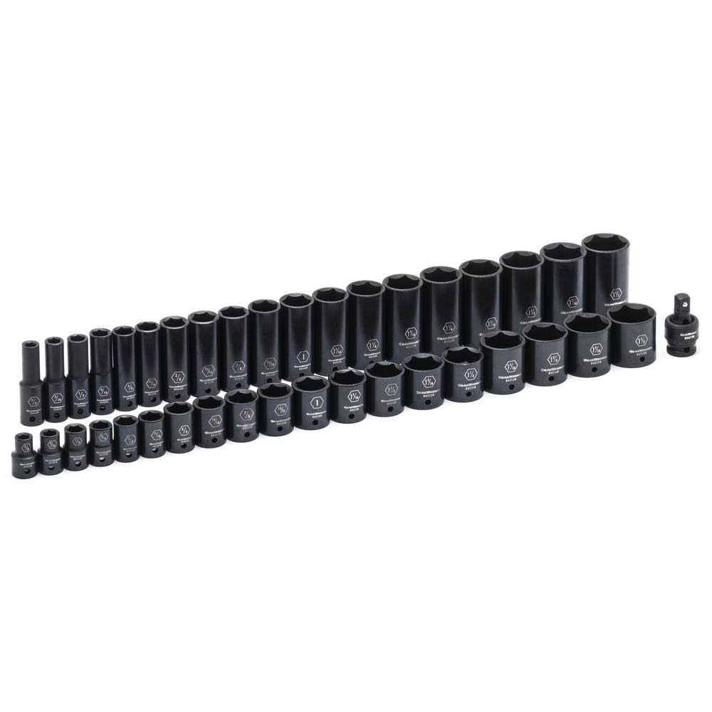 84947N 1/2 in. Drive 6-Point SAE Standard   Deep Impact Socket Set (39-Piece)