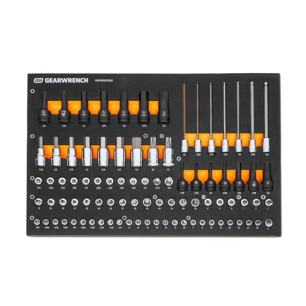 GWMSBSKCBSAE 1/4 in., 3/8 in. and 1/2 in. Drive SAE Bit Socket Set with EVA Foam Storage Tray (88-Piece)