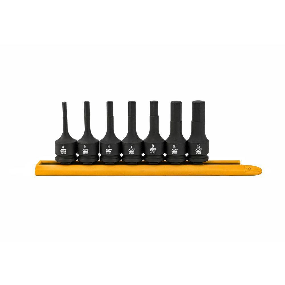 84912 3/8 in. Drive Metric Hex Bit Impact Socket Set (7-Piece)