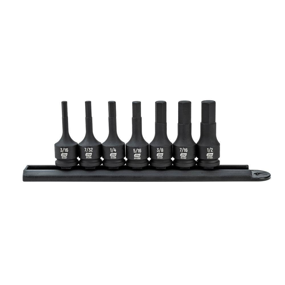 84913 3/8 in. Drive SAE Hex Bit Impact Socket Set (7-Piece)