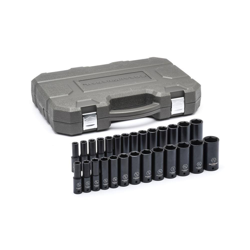 84949N 1/2 in. Drive 6-Point SAE/Metric Deep Impact Socket Set (27-Piece)