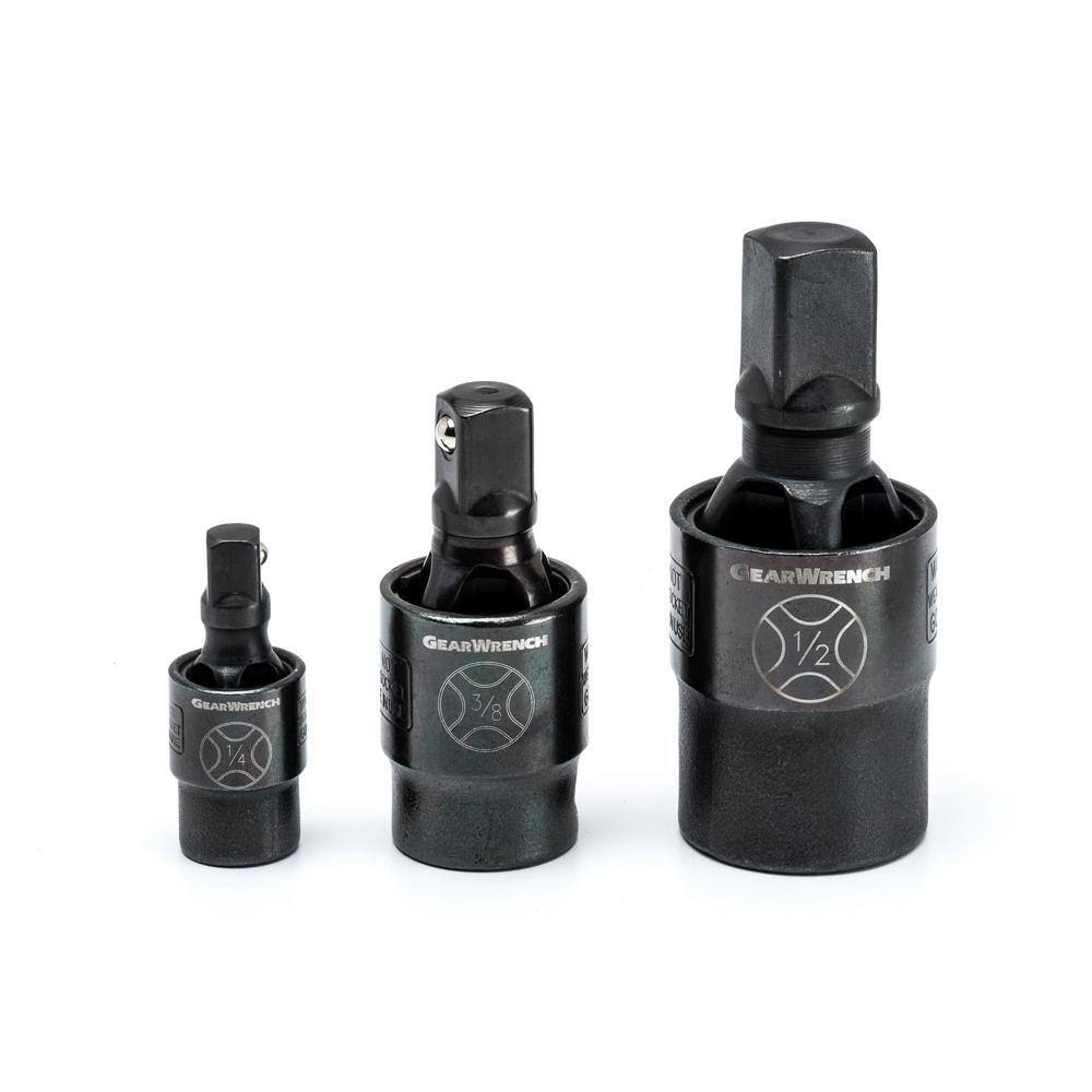 84960 1/4 in. 3/8 in. and 1/2 in. Drive Impact Universal Joint Pinless (3-Piece)